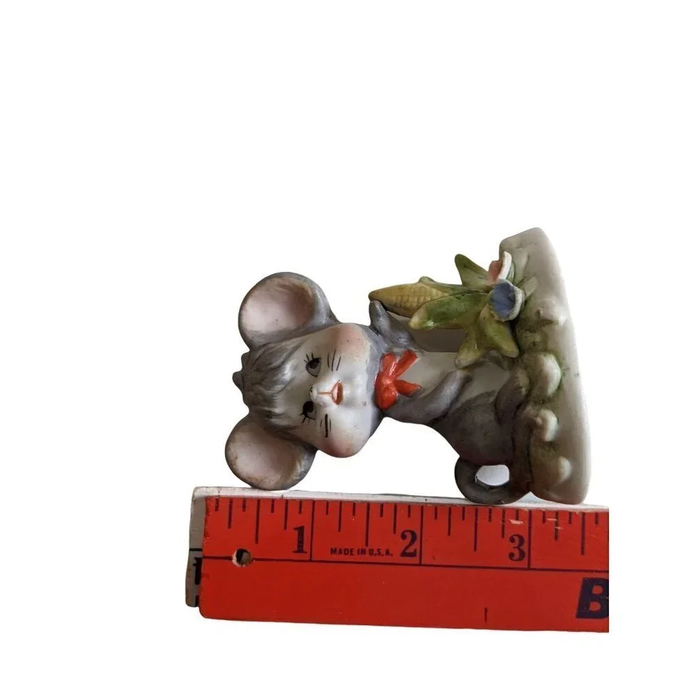 vintage Homco mouse  figurine anthropomorphic   Easter  corn bow‎ 3.5 in